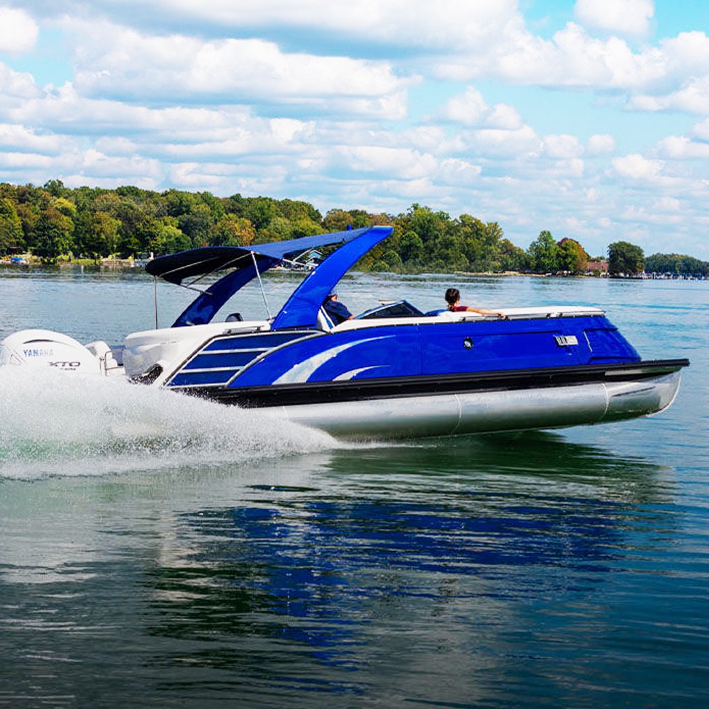 Luxury 25ft Sport Fishing Fiberglass Pontoon Boat with Outboard Engine New Design Drifting Lake Luxury Yacht Outdoor Activity